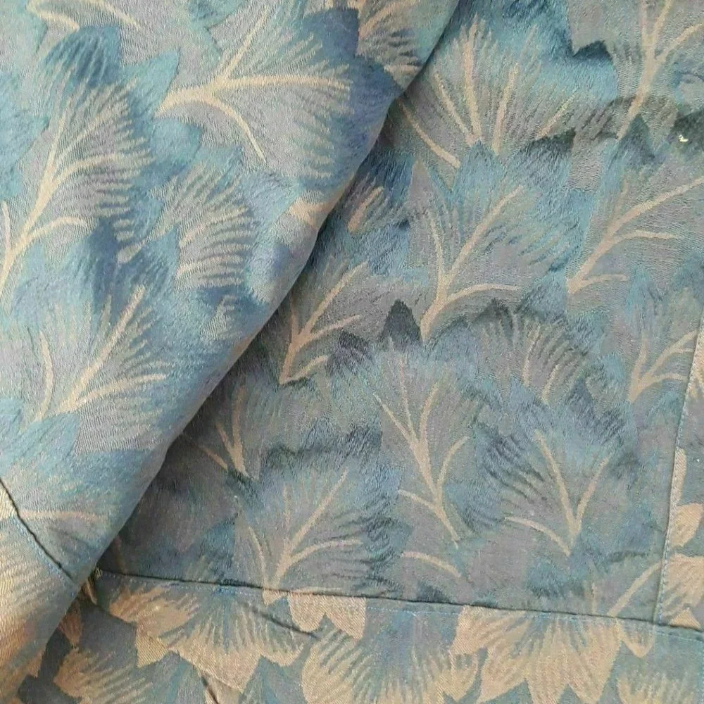 Vtg mid century STATEMENT curtain navy brown 160